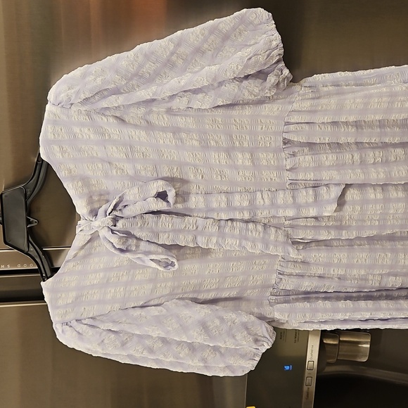 💕ENGLISH FACTORY💕 Tiered Gingham Seersucker Maxi Dress ~ Lavender Medium M NWT - Picture 12 of 16